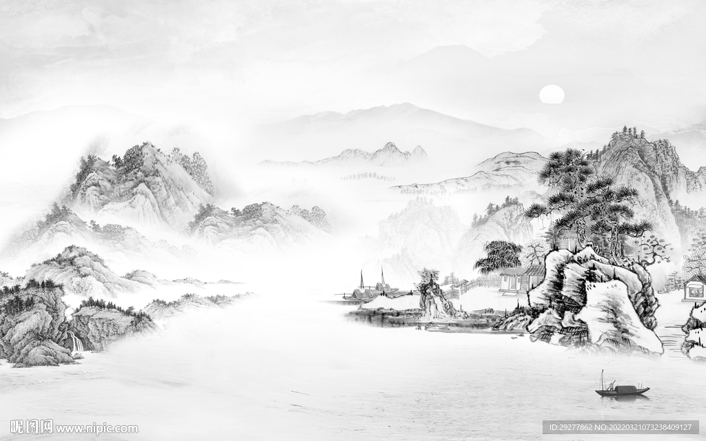 背景墙客厅最新山水 tif分层