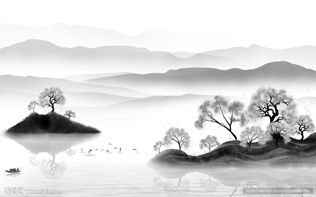 人气客厅最新山水 tif分层