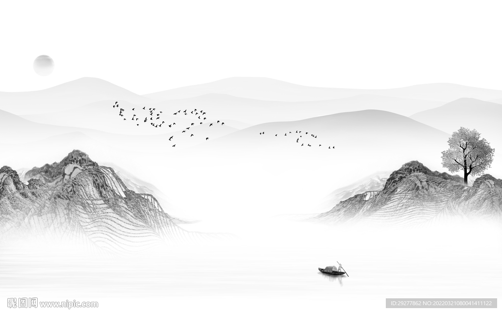 爆款客厅最新山水 tif分层