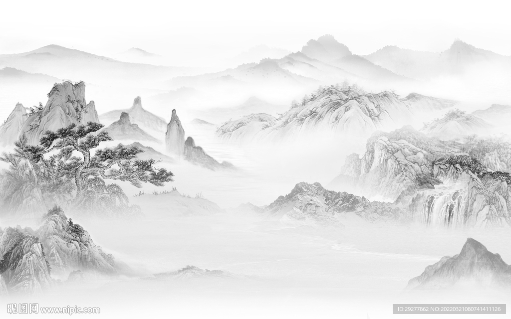 高端客厅最新山水 tif分层