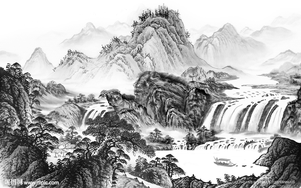 客厅新品背景山水 TIF分层