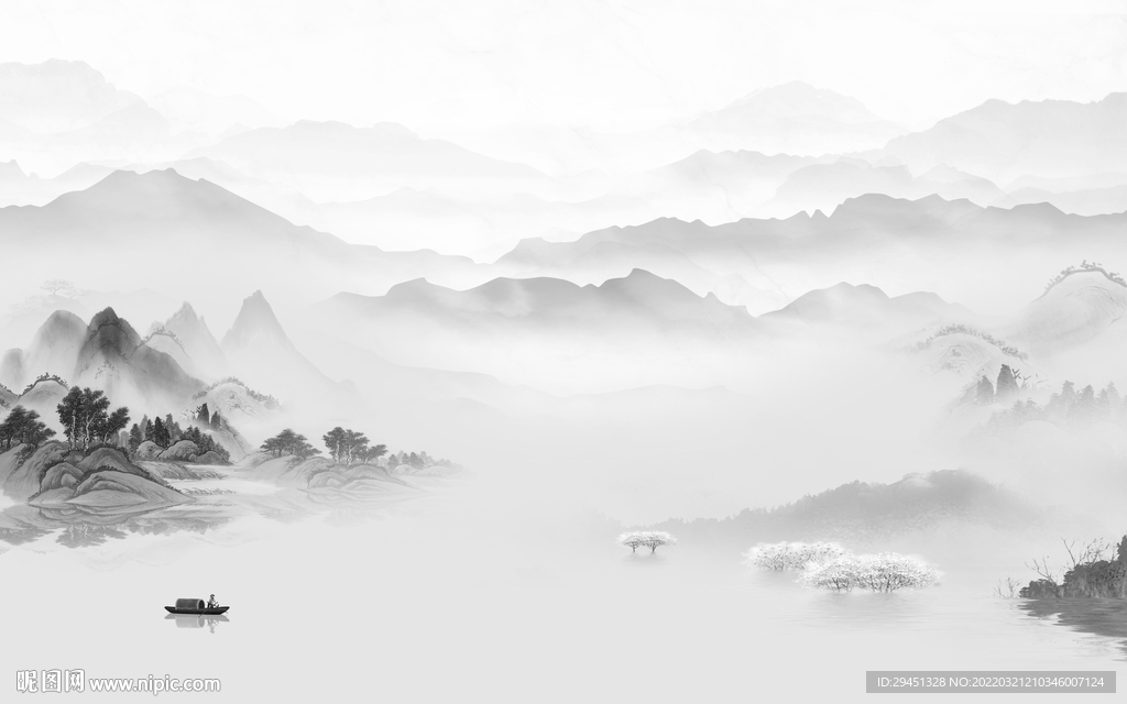 水墨新品背景山水 TIF分层