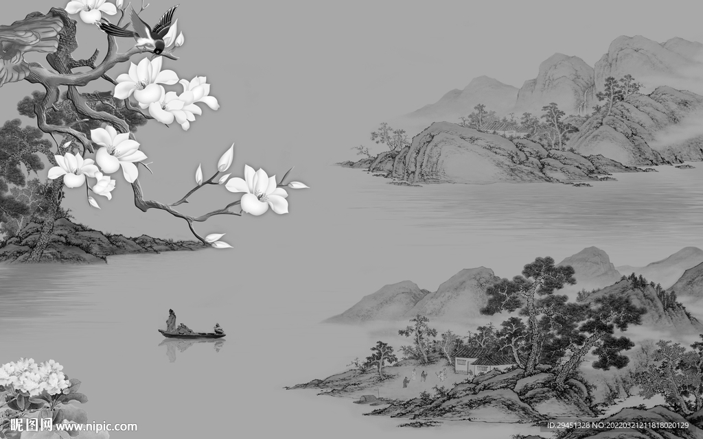 中国风新品背景山水 TIF分层