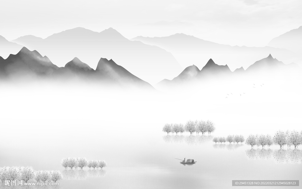 中式新品背景山水 TIF分层