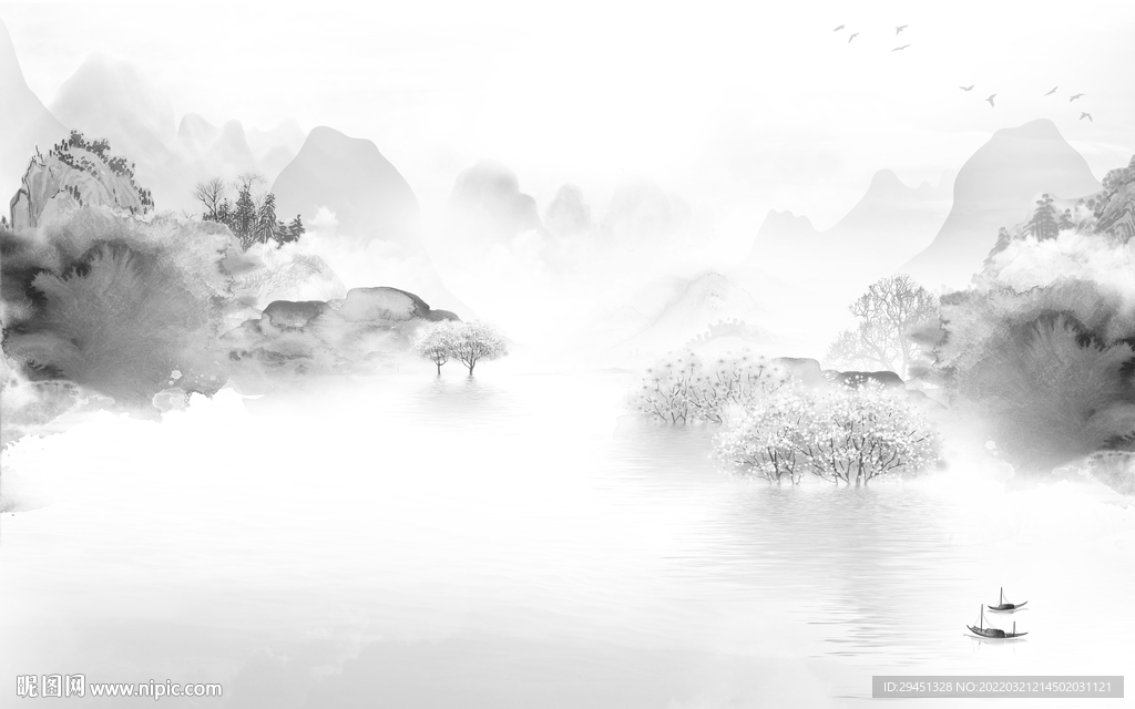 高端 新品背景山水 TIF分层