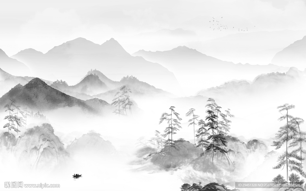 热卖新品背景山水 TIF分层