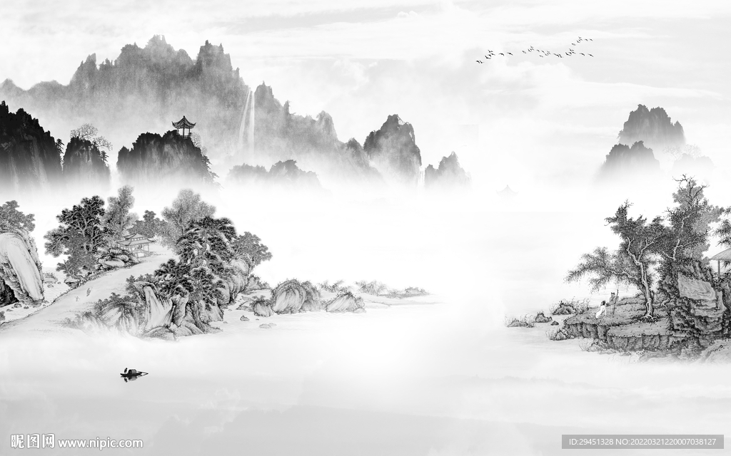 高档 新品背景山水 TIF分层