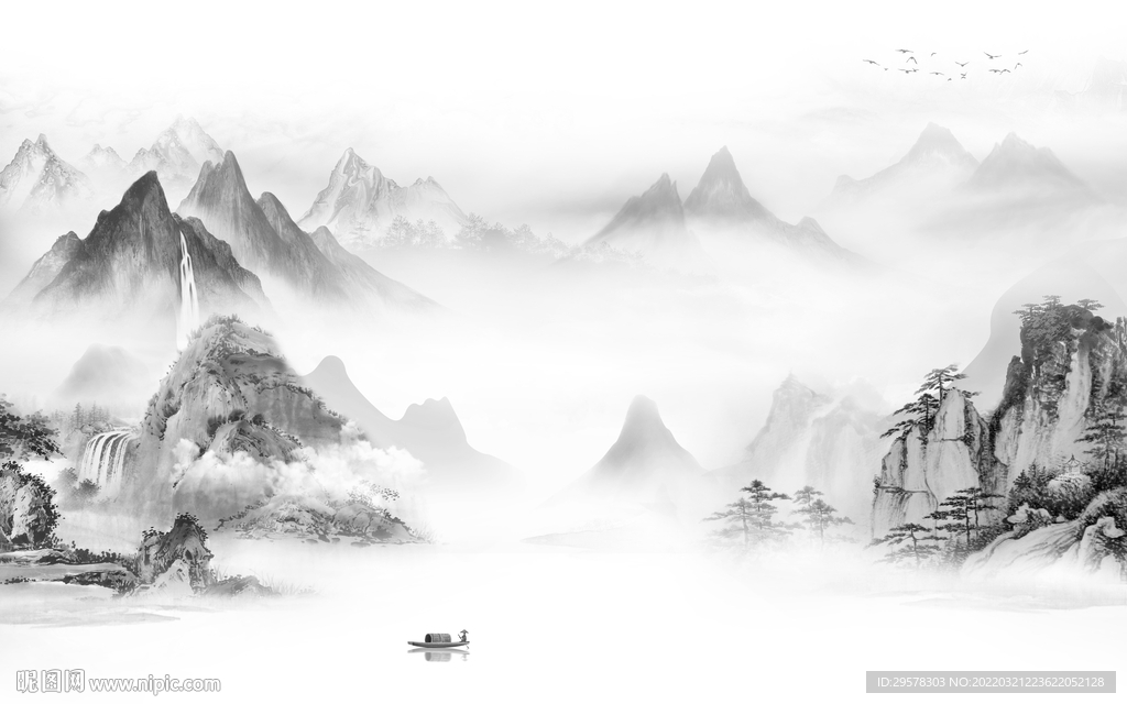 电视 背景墙山水图 TIF分层