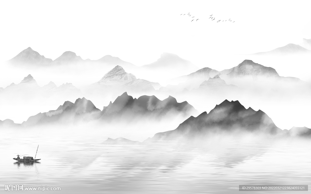 新品背景墙山水图 TIF分层