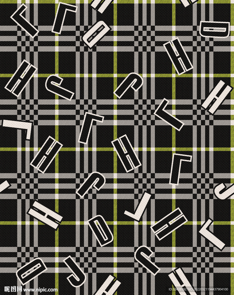 格仔字母数码印花