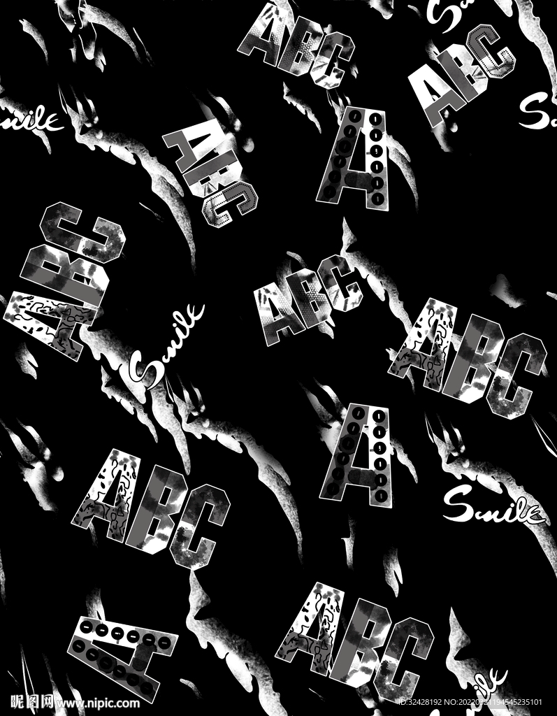 大牌字母男装印花