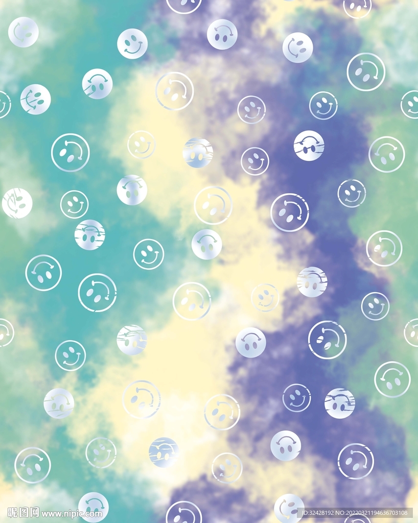 笑脸扎染数码印花