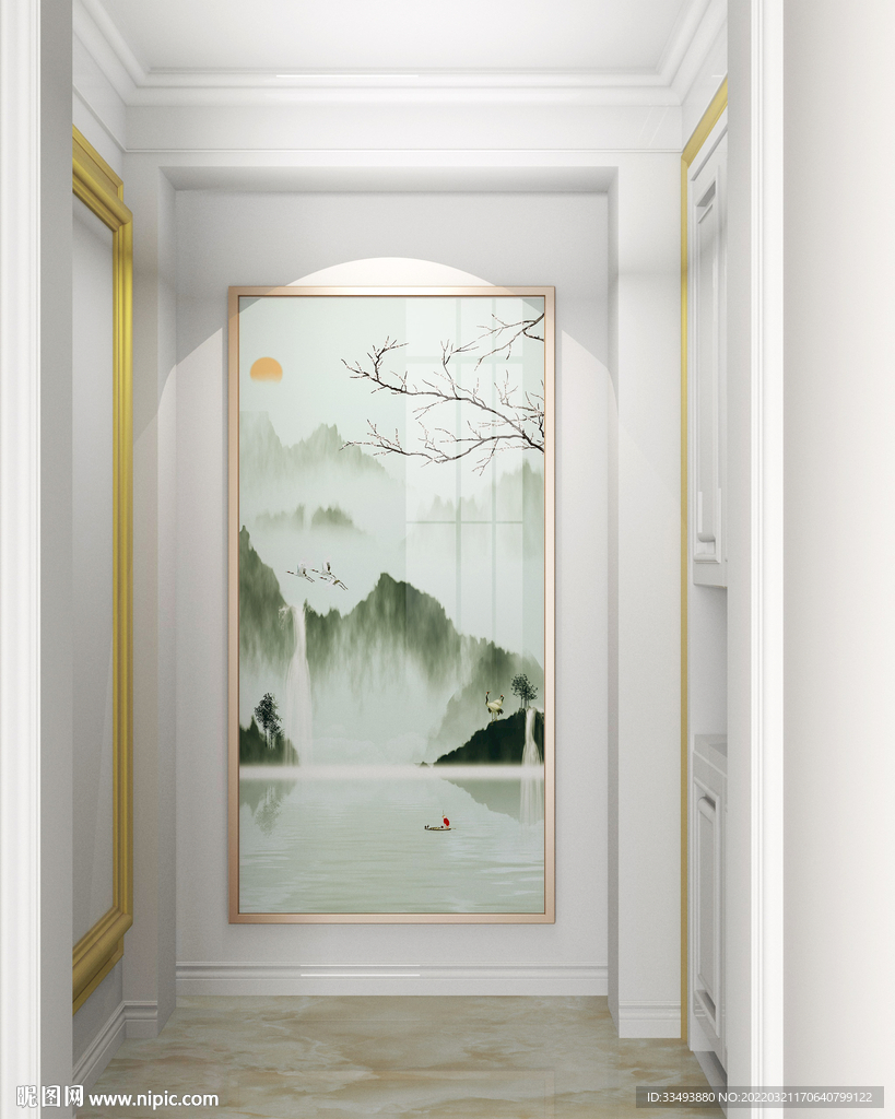 中式山水玄关画