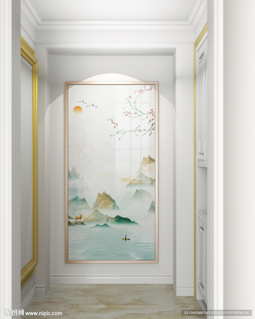 现代简约山水画