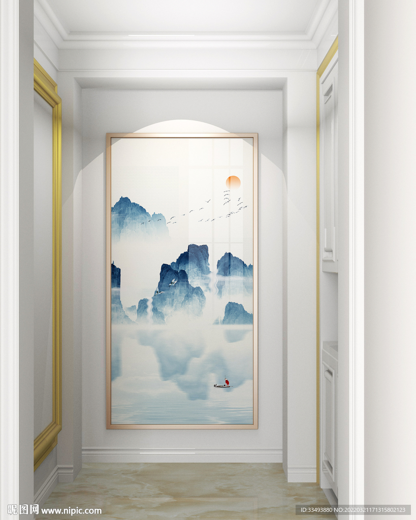 现代中式玄关画