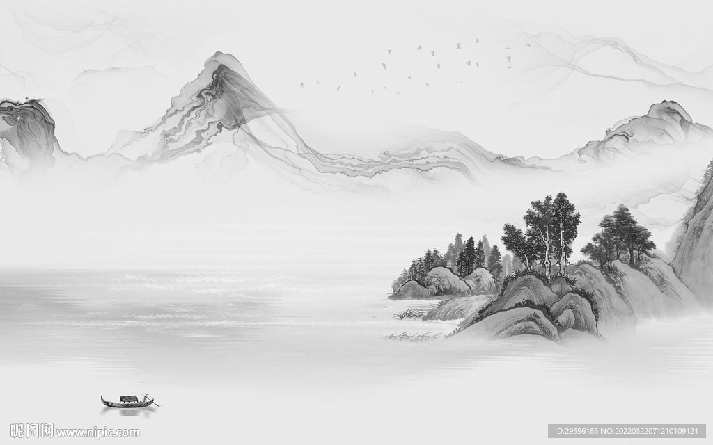 新中式灰色新品山水 TIF分层