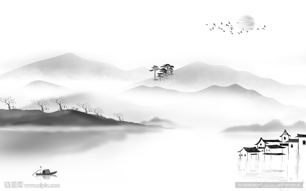 江南 灰色新品山水 TIF分层