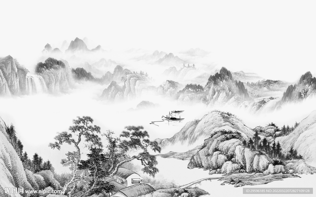 高端灰色新品山水 TIF分层