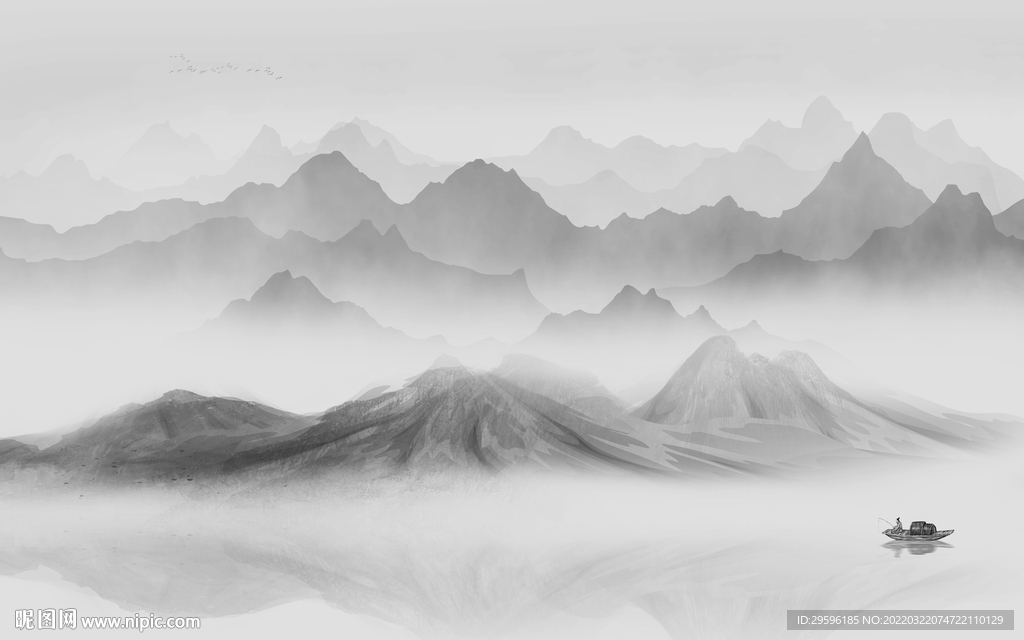 灰色 意境新款山水 TIF分层