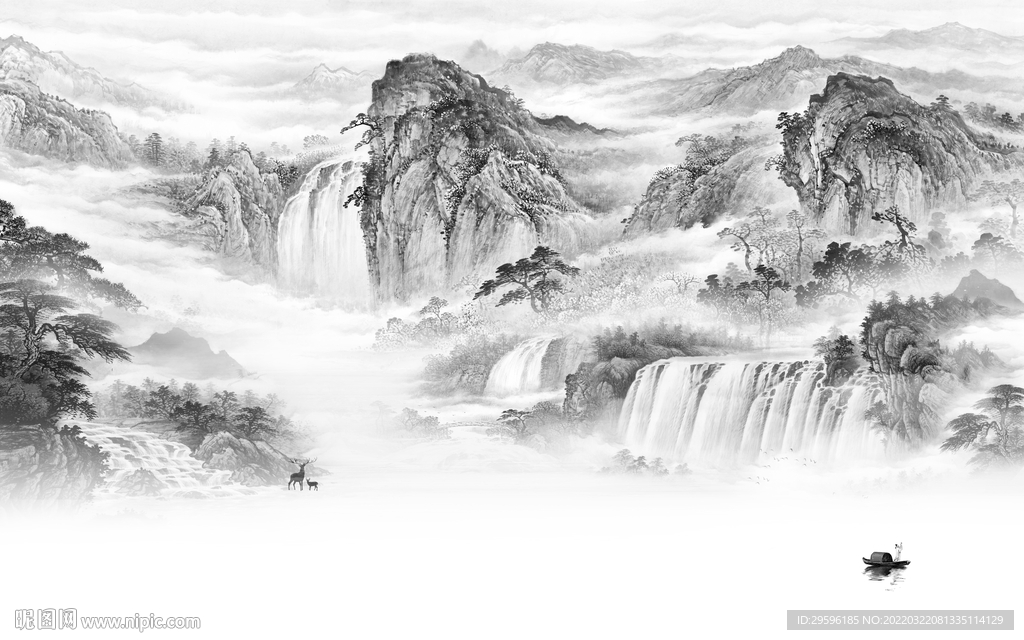 新中式意境新款山水 TIF分层