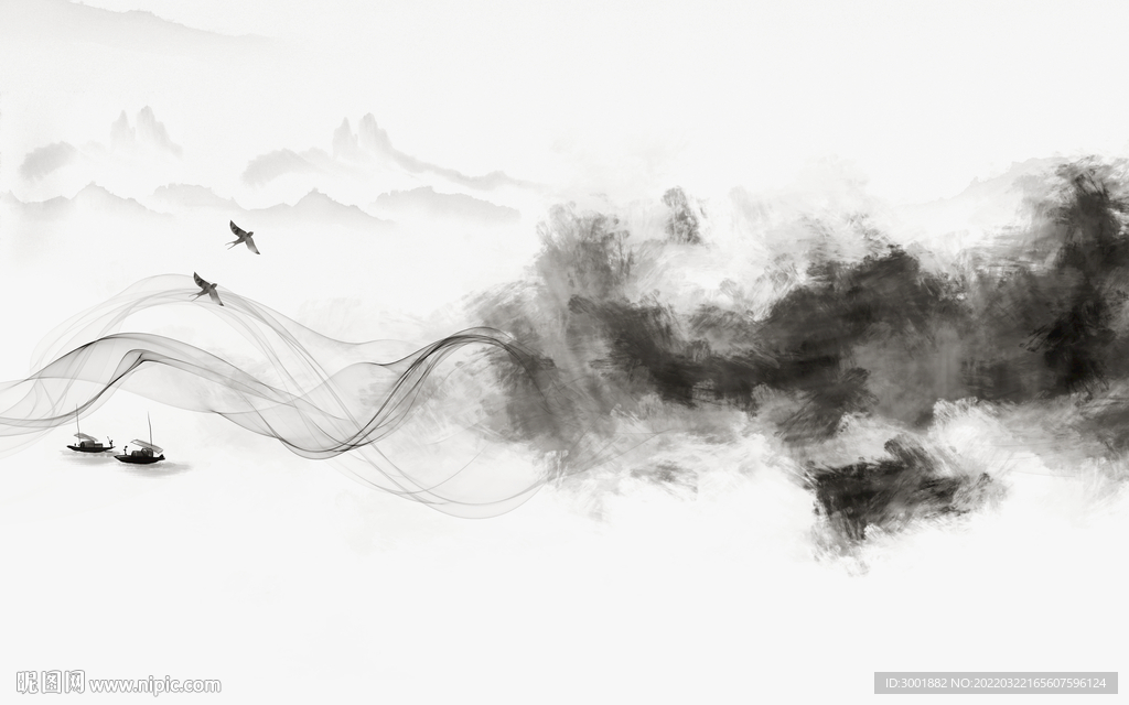 轻奢装饰画 水墨线条抽象画