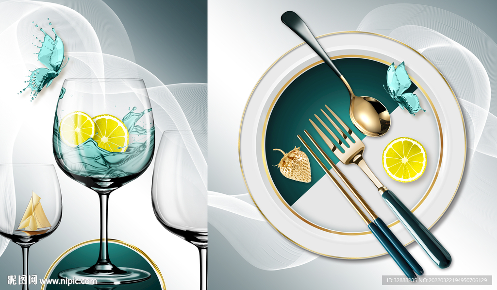 餐厅餐具装饰画
