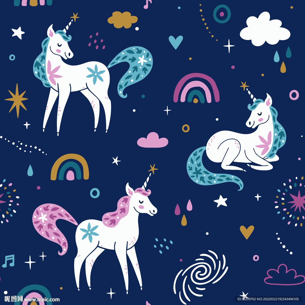 独角马 卡通  彩虹 大牌  
