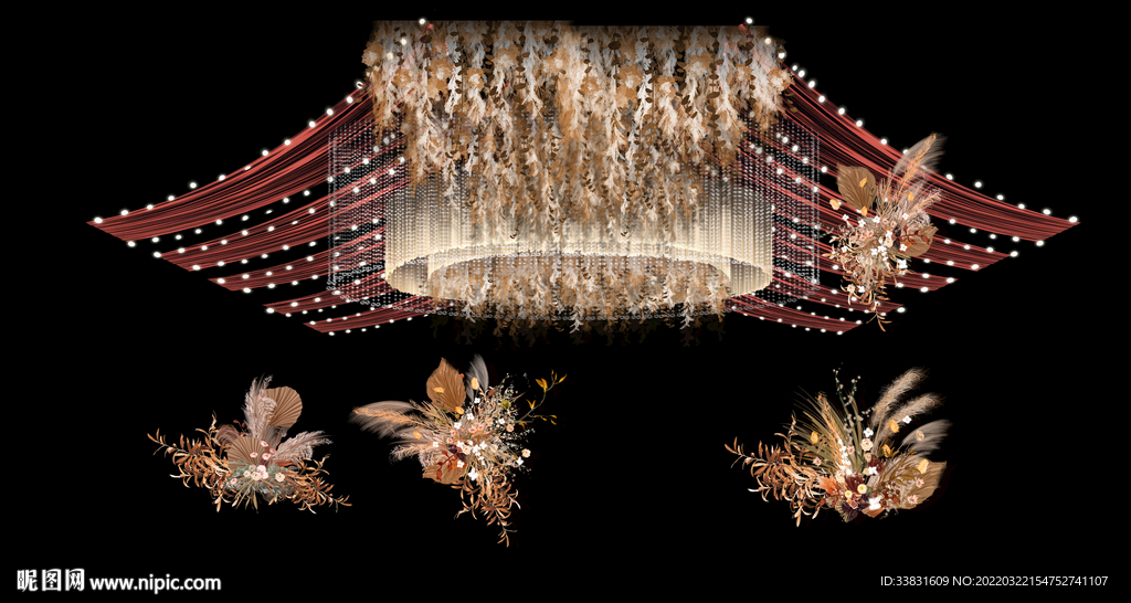 红金欧式婚礼吊顶素材