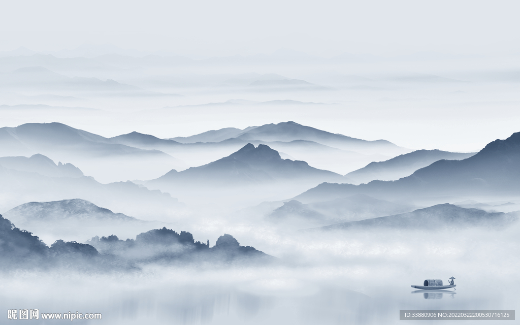 水墨中式最新山水 tif分层