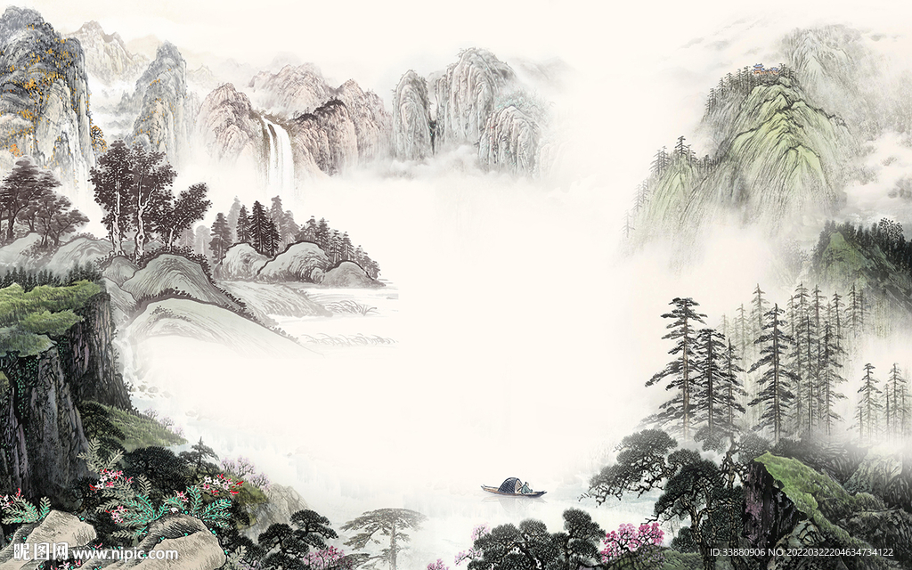 古风新款别墅山水 tif分层