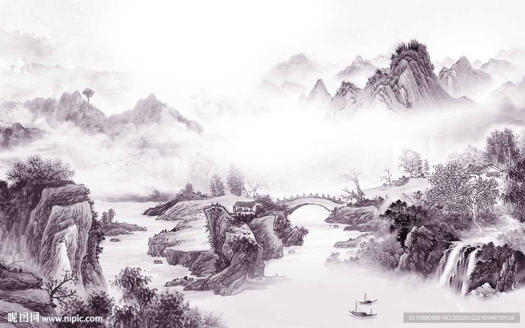 高档新款别墅山水 tif分层