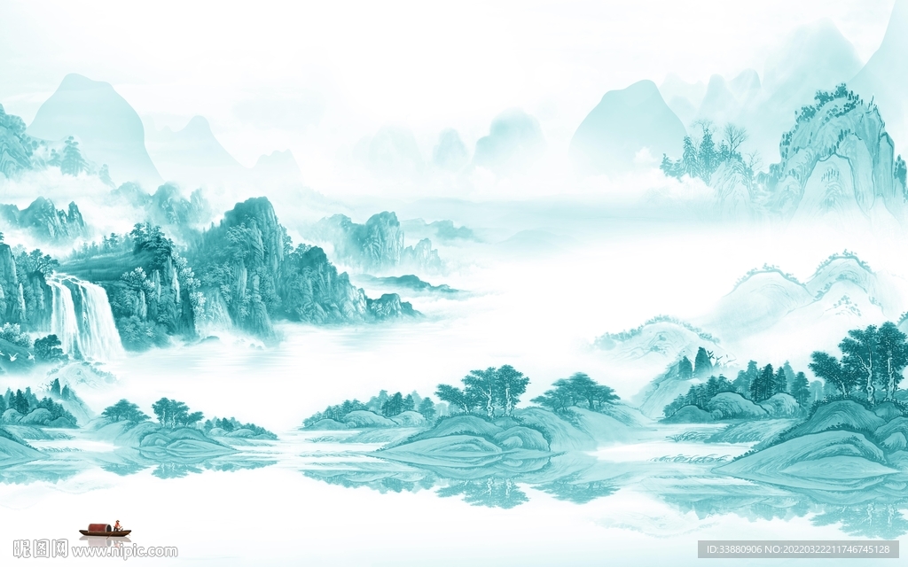 蓝色新款别墅山水 tif分层