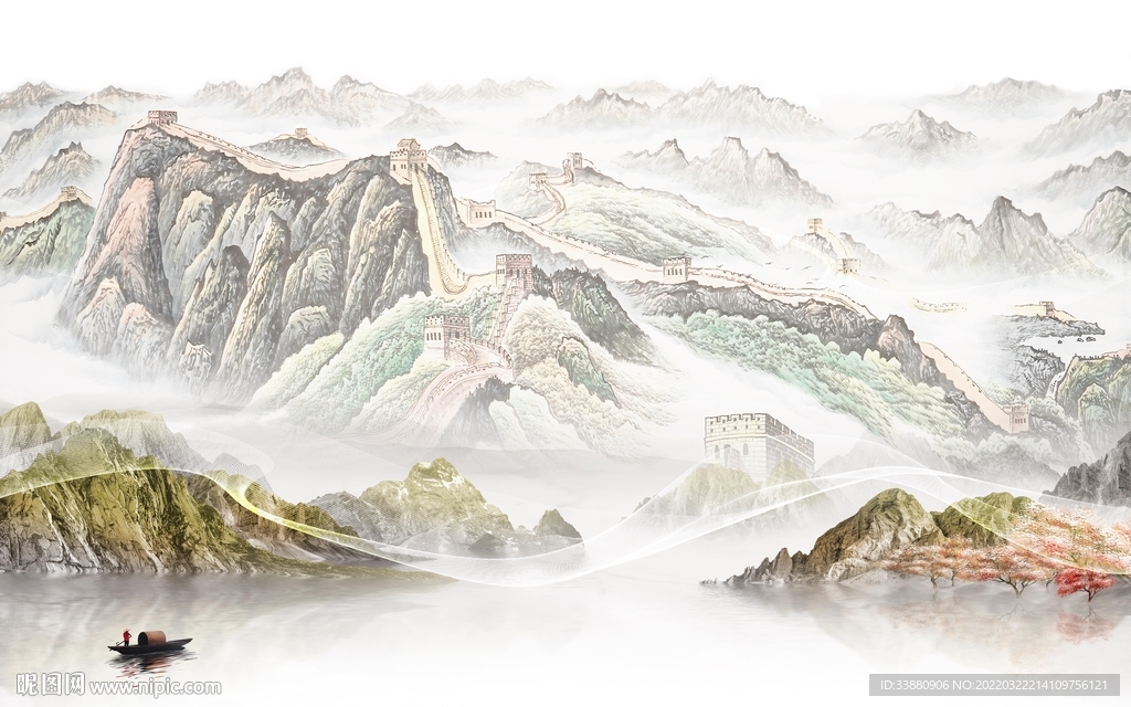 国画 新款别墅山水 tif分层