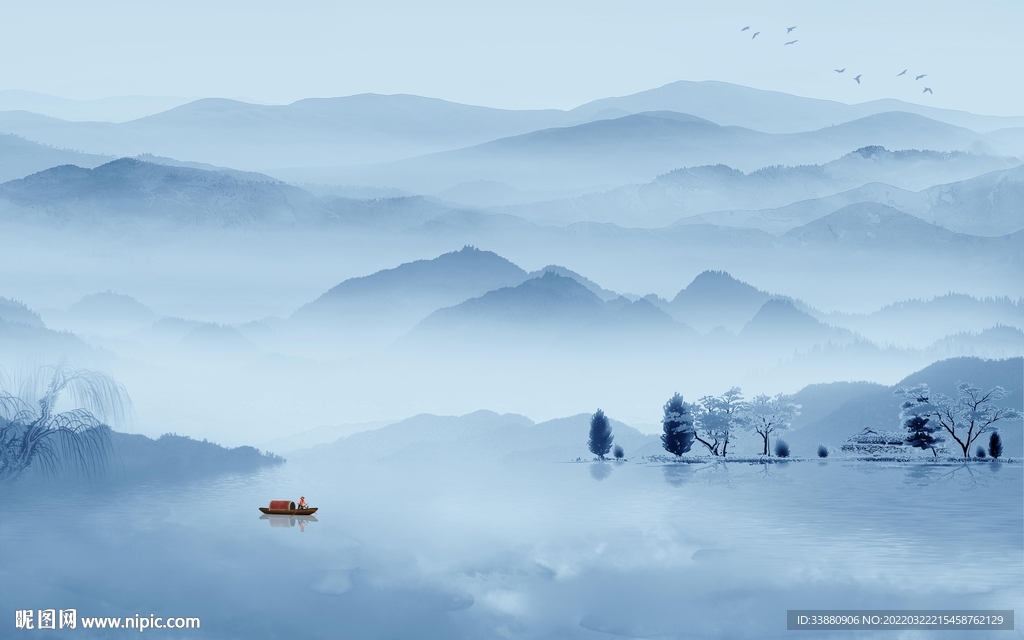 新中式别墅客厅山水 tif分层