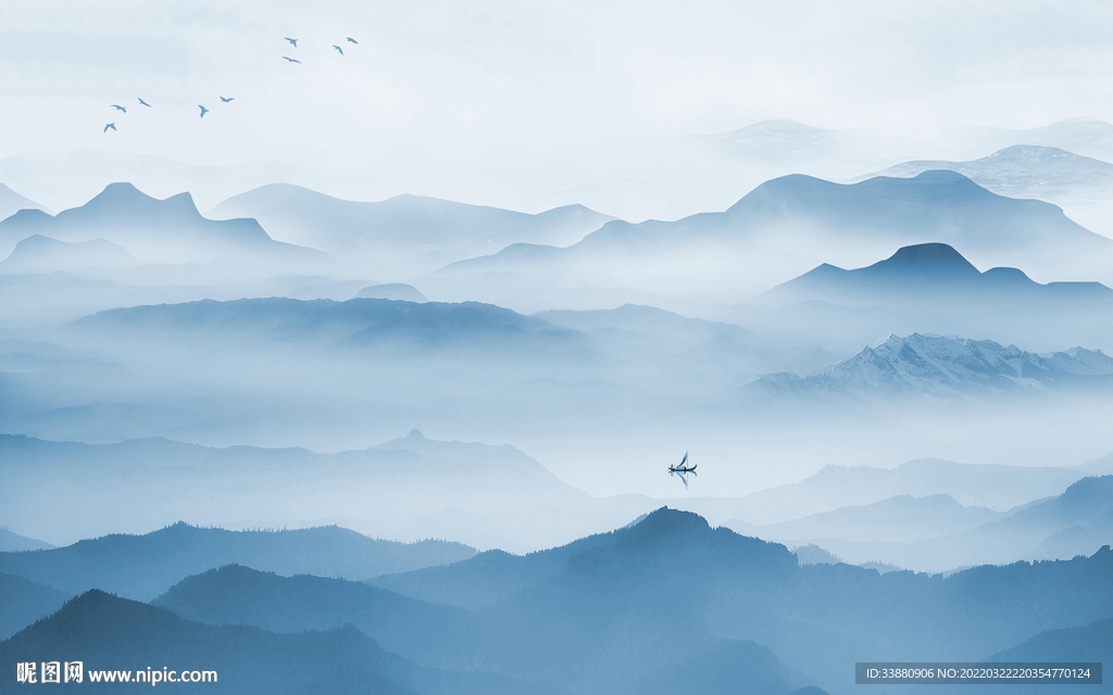 意境 别墅客厅山水 tif分层