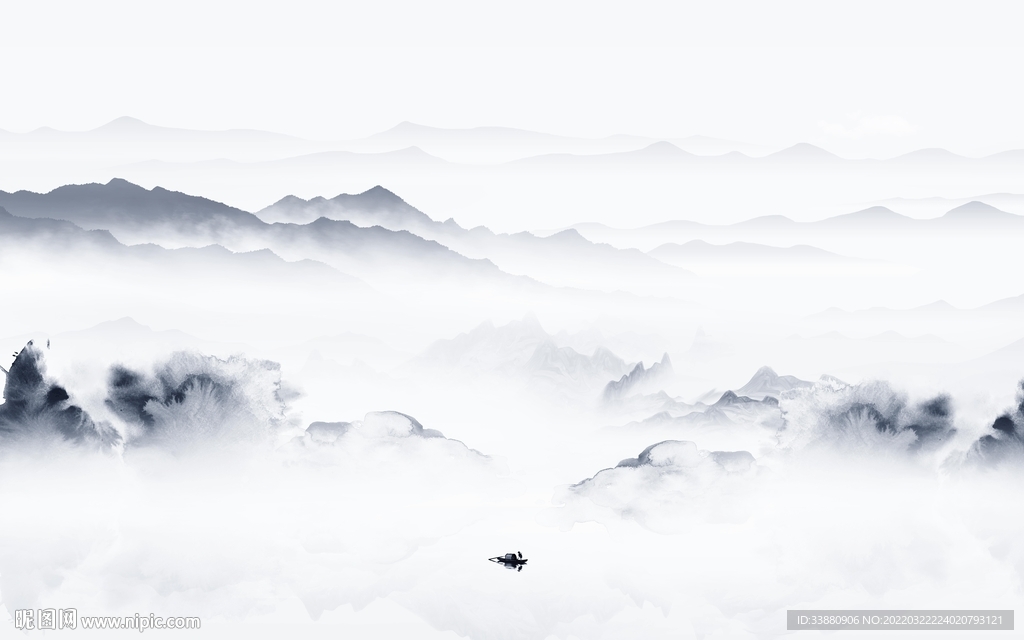 蓝色别墅客厅山水 tif分层