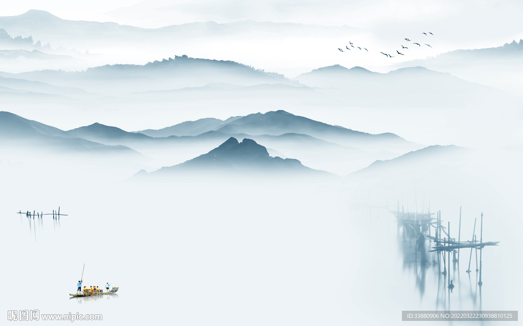 客厅 意境新山水画 tif分层