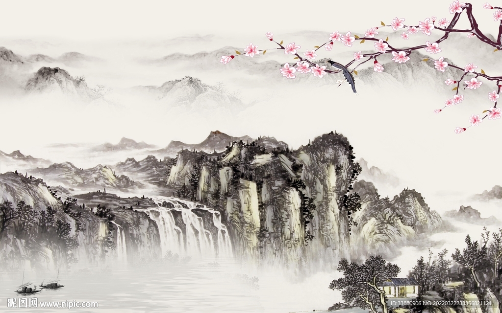 中式意境新山水画 tif分层