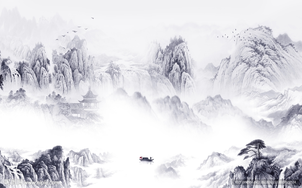 高档别墅客厅山水 tif分层