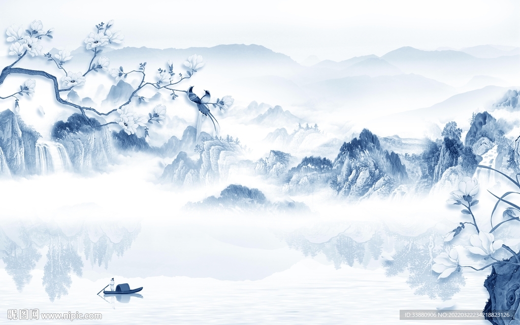 中国风意境新山水画 tif分层