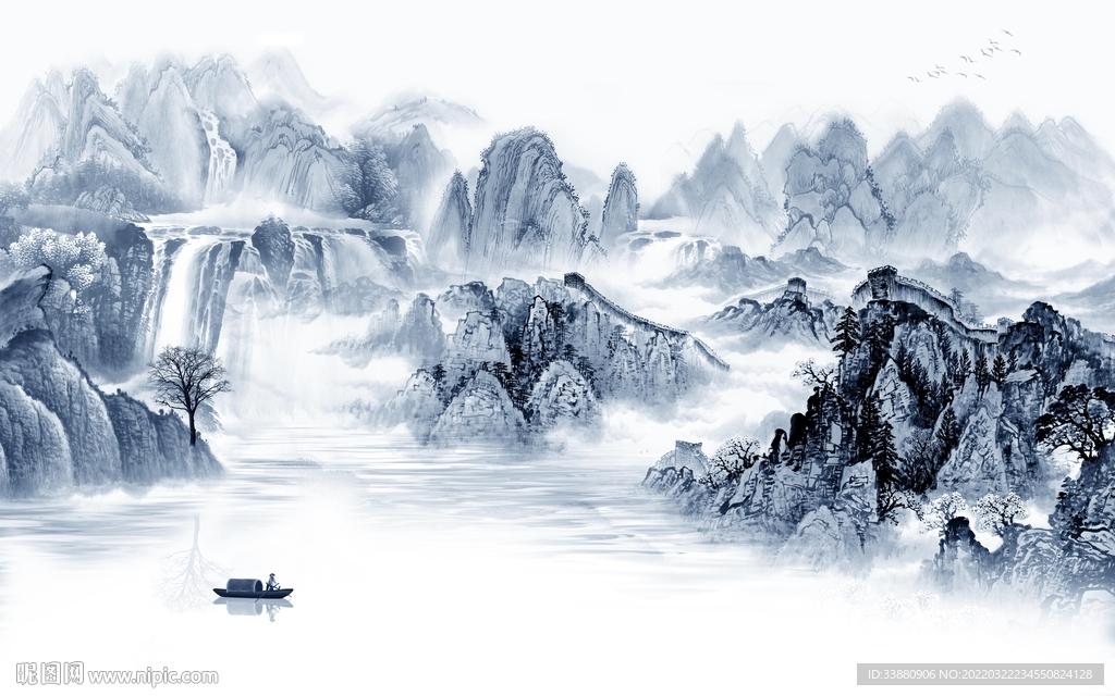 高清 别墅客厅山水 tif分层