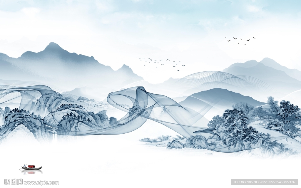 水墨意境新山水画 tif分层