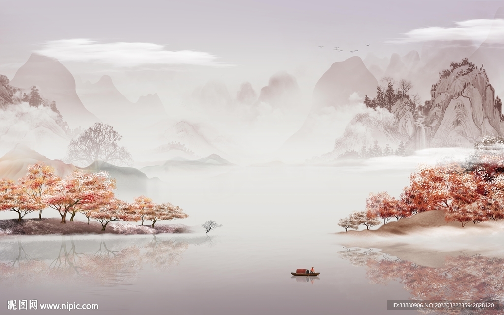 人气 意境新山水画 tif分层