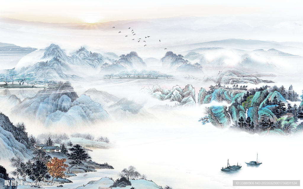 现代意境新山水画 tif分层