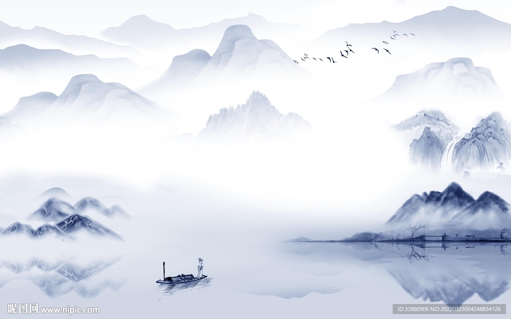 高端 新款山水墙画 tif分层