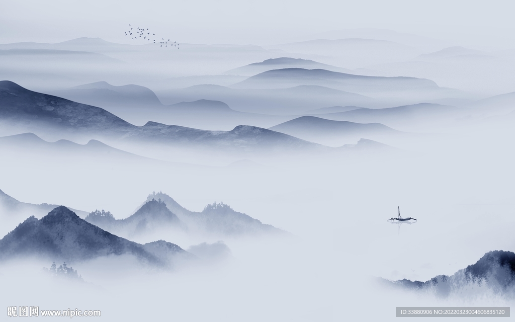 最新款山水墙画 tif分层