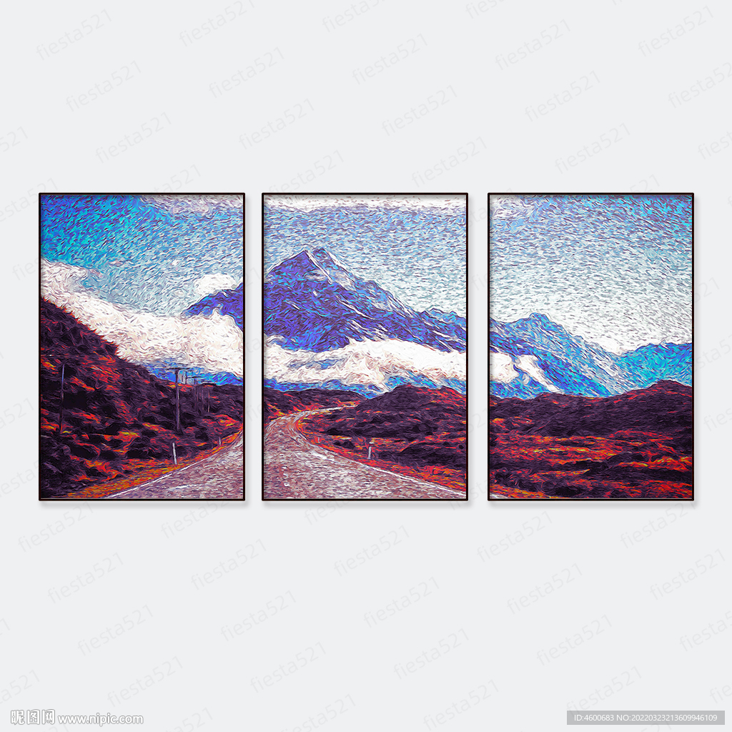 山路山峰山脉优美风景装饰画