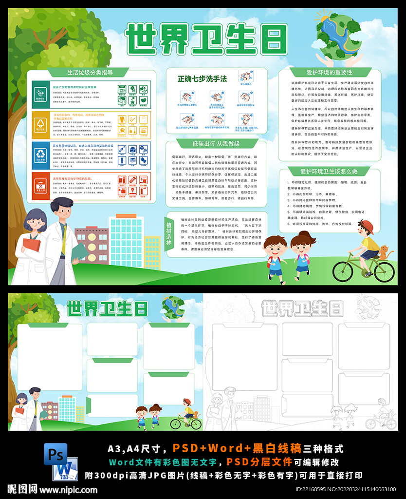 世界卫生日小报环保健康校园安全