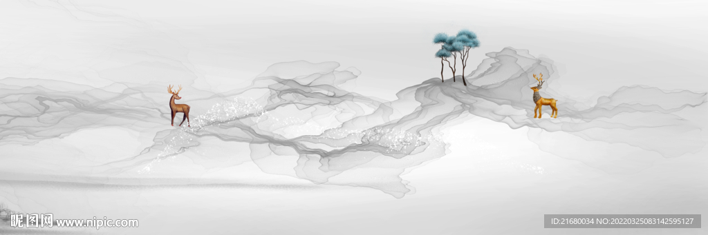 抽象线条山水背景墙