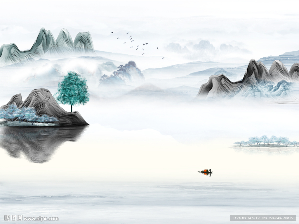 抽象山水背景墙